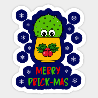 Merry Prick Mas - Cute Cactus In Christmas Holly Pot Sticker